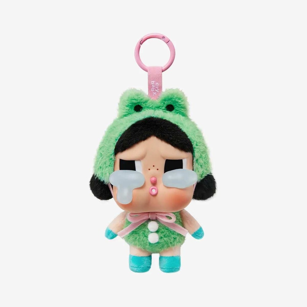 Pop Mart Crybaby Sad Frog Plush Keychain Crying in the Garden Green Figure Toy
